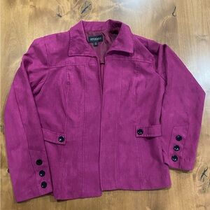 Studio I Fuchsia Faux Suede Blazer Jacket - size 10